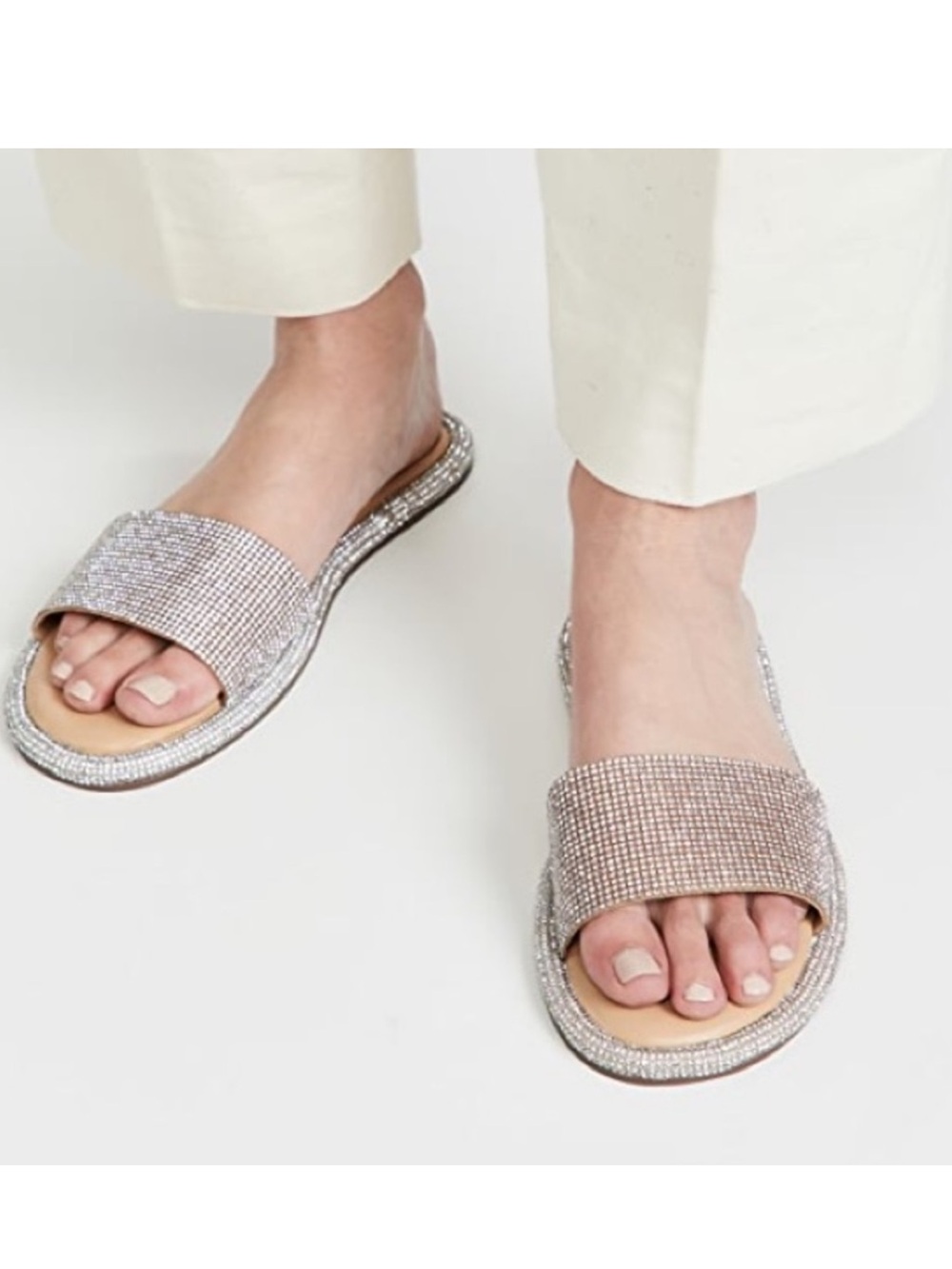 Schutz Alcina Embellished Slide Sandals Shoes Size 10 NEW